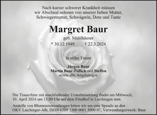 Zur Gedenkseite von Margret Baur