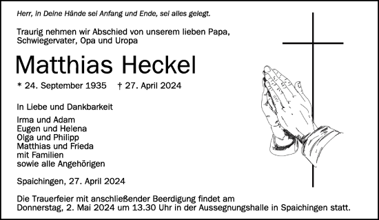 Zur Gedenkseite von Matthias Heckel