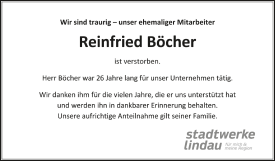Zur Gedenkseite von Reinfried Böcher